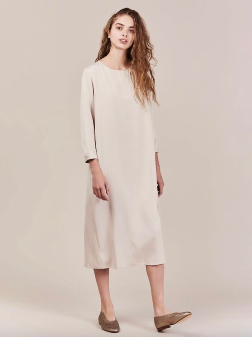 NWT La Garconne Moderne Didion Dress Sand midi maxi blouse top store no 6 2 XS S